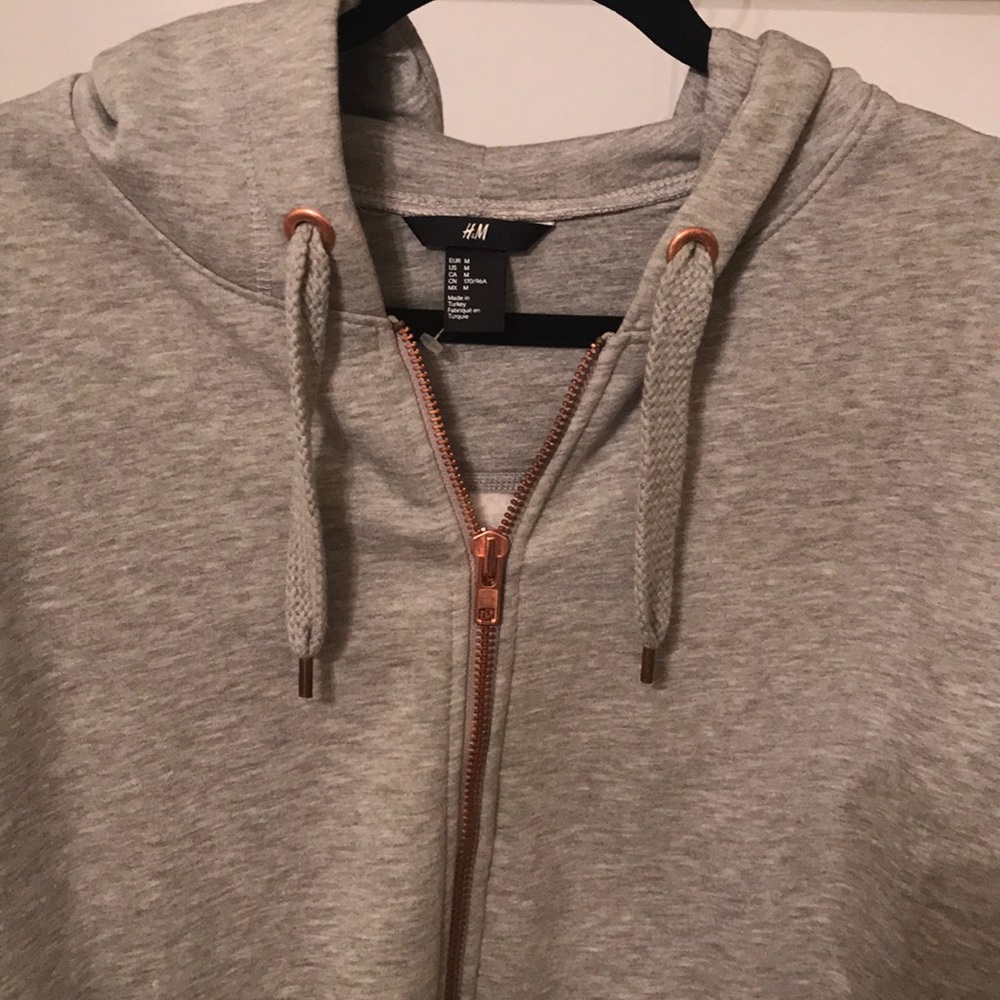 H&M Gray Hooded Zip Up Jacket Sz M - Picture 2 of 5